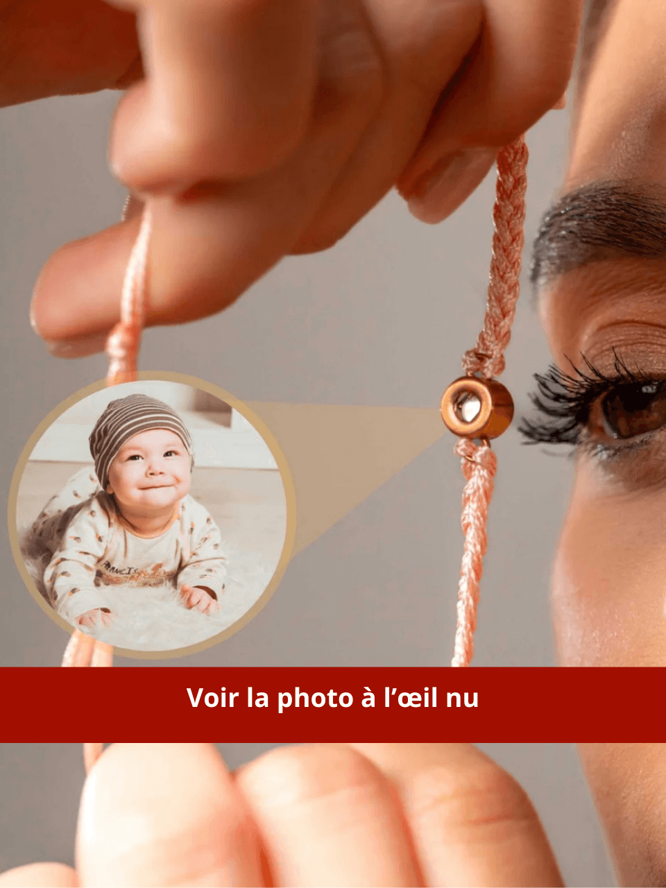 Charger la vidéo : <p>Chaque bracelet cache un souvenir bien à vous.<br/><br/>Regardez comment la photo prend vie, que ce soit à l’œil nu, avec votre téléphone ou projetée dans l’obscurité.</p>